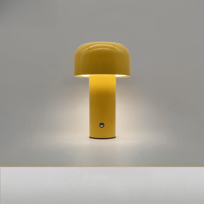 LumiShroom Designlampe – Trådløs LED Bordlampe med Justerbar Lysstyrke Gul Bonusvis