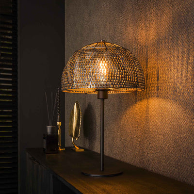 LumeaLamp – Håndlavet Bordlampe med Metalabatskærm i Sort og Brun Bonusvis