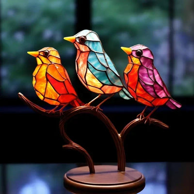 LuxeHome AvianElegance – Håndlavede Glasfugle i Kunstnerisk Design 3 Fugle (type 2) Bonusvis