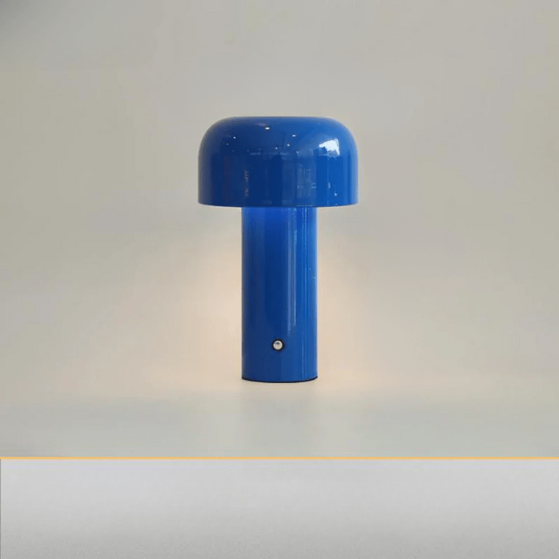 LumiShroom Designlampe – Trådløs LED Bordlampe med Justerbar Lysstyrke Blå Bonusvis