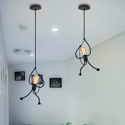 Retro Pendellampe i Metal – Justerbar og Original Belysning til Dit Hjem A. En mand Sort Bonusvis
