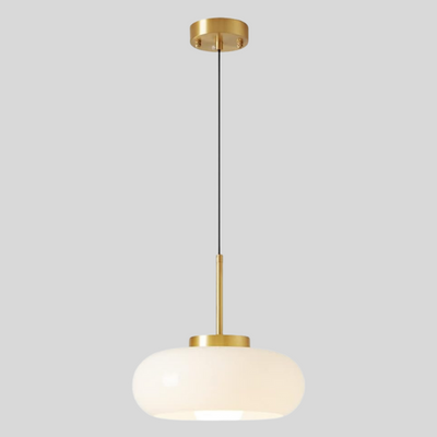 Moderne lysekrone i kobber og glas Hvid Bonusvis