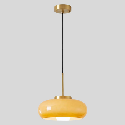 Moderne lysekrone i kobber og glas Gul Bonusvis
