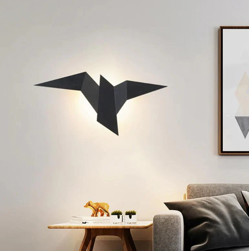 Design Væglampe i Fugleform – LED Belysning i Sort, Hvid og Guld til Indendørs Brug Sort Bonusvis