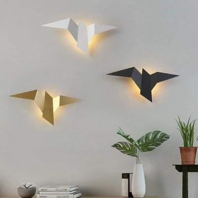 Design Væglampe i Fugleform – LED Belysning i Sort, Hvid og Guld til Indendørs Brug Bonusvis