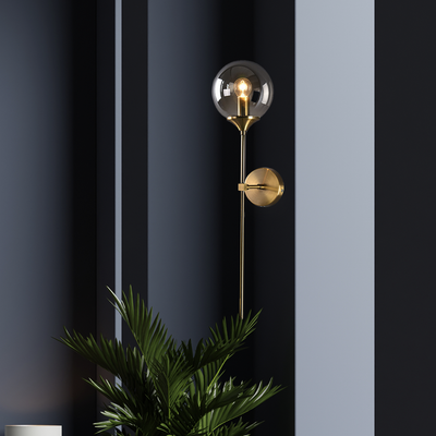 Lina Væglampe i Børstet Stål og Toned Glas – Elegant Design med Guld Detaljer Bonusvis