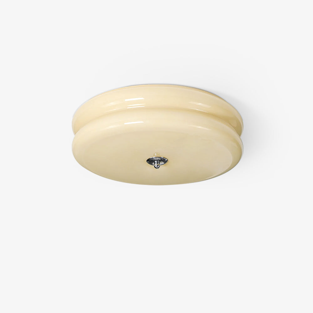 DecoGlow - Art Deco Loftslampe med Vintage Elegance ∅ 12.6″ x H 5.1″ Dia 32cm x H 13cm Krom+beige Bonusvis
