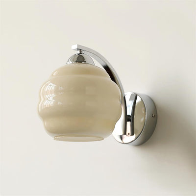 LumiRetro Art Deco Lampe – Elegant Vintage Design med Hvidt Glas og Metalramme Krom+Beige Bonusvis