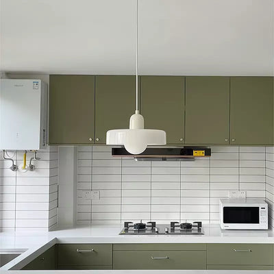 GeoGlow - Elegant Bauhaus pendellampe i farvet glas Bonusvis