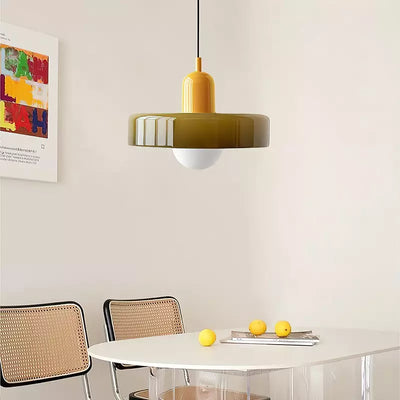 GeoGlow - Elegant Bauhaus pendellampe i farvet glas Bonusvis