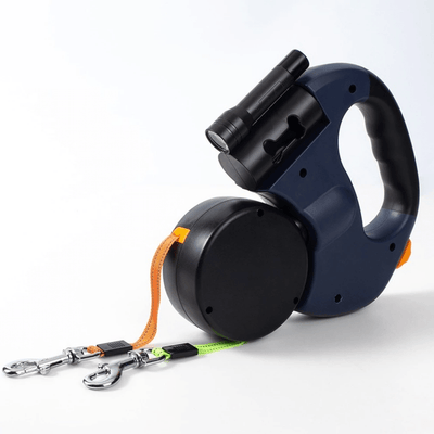 Dobbelt Retractable Hundeline – 4 Meter, 360° Rotation, LED Lys & Reflekser til To Hunde Bonusvis