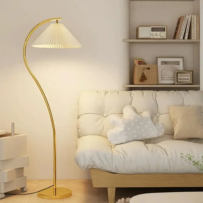 Moderne LED-gulvlampe i stof Guld Bonusvis