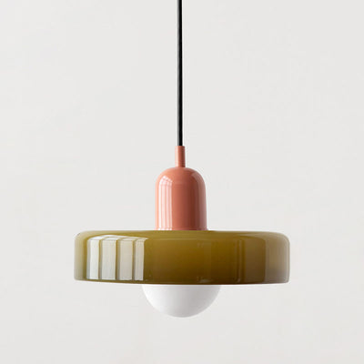GeoGlow - Elegant Bauhaus pendellampe i farvet glas Bonusvis