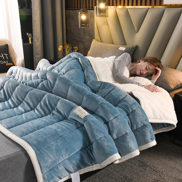 Luxe LammeFleece Plaid – Superblød og Elegant Til Alle Sæsoner Blå Bonusvis