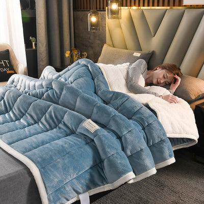 Luxe LammeFleece Plaid – Superblød og Elegant Til Alle Sæsoner Blå Bonusvis