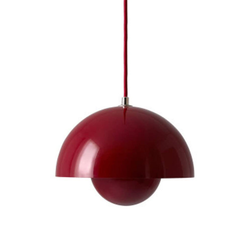 FlowerGlow Pendellampe i Skandinavisk Stil – Justerbar Loftslampe med Urtepotteformet Design Rød Bonusvis
