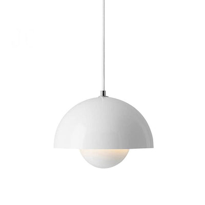 FlowerGlow Pendellampe i Skandinavisk Stil – Justerbar Loftslampe med Urtepotteformet Design Hvid Bonusvis