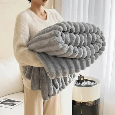 ComfortCuddle | Plysset & Hyggeligt Fleece Tæppe Grå Bonusvis