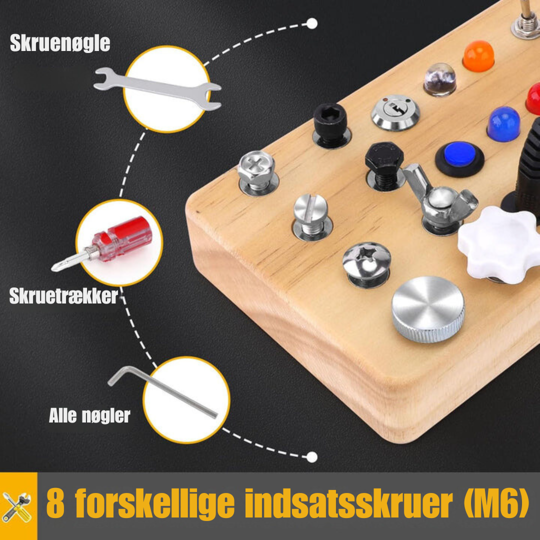 LumoBoard Træ Aktivitetsbræt med LED – Montessori Legetøj til Børn fra 1 År, Rejsevenligt og Pædagogisk Bonusvis