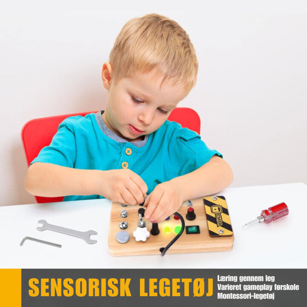 LumoBoard Træ Aktivitetsbræt med LED – Montessori Legetøj til Børn fra 1 År, Rejsevenligt og Pædagogisk Bonusvis
