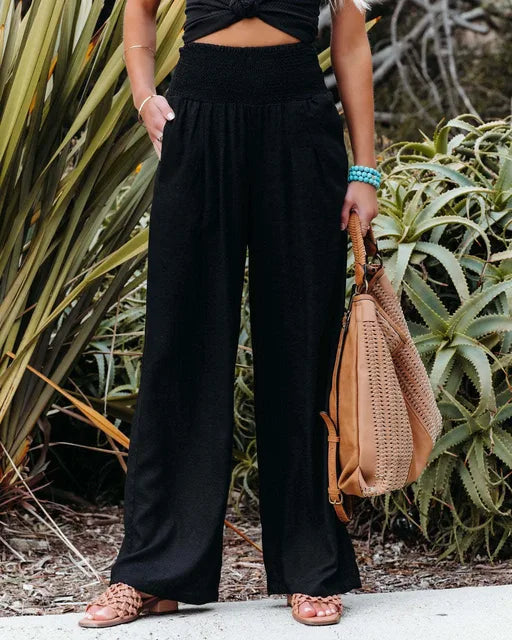 MAYA | Stilfulde Wide-Leg Bukser – Komfort og Elegance til Alle Anledninger Sort Bonusvis