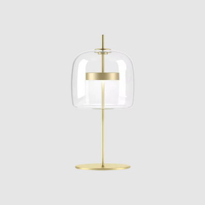 Elegant Bordlampe i Metal og Glas – Ø18 cm med Indbygget LED til Indendørs Brug Gennemsigtig udstråling Bonusvis