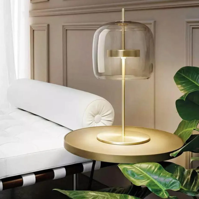 Elegant Bordlampe i Metal og Glas – Ø18 cm med Indbygget LED til Indendørs Brug Bonusvis