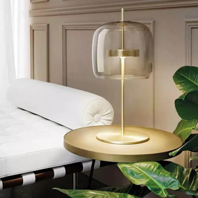 Elegant Bordlampe i Metal og Glas – Ø18 cm med Indbygget LED til Indendørs Brug Bonusvis
