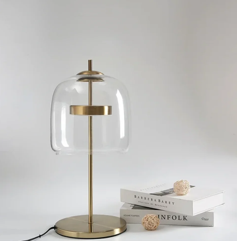 Elegant Bordlampe i Metal og Glas – Ø18 cm med Indbygget LED til Indendørs Brug Bonusvis