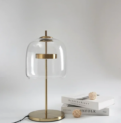 Elegant Bordlampe i Metal og Glas – Ø18 cm med Indbygget LED til Indendørs Brug Bonusvis