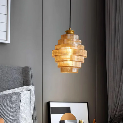 Elegant Loftlampe i Glas og Jern – Justerbar Højde, LED- og E27-Kompatibel Bonusvis