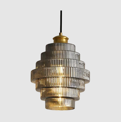 Elegant Loftlampe i Glas og Jern – Justerbar Højde, LED- og E27-Kompatibel Røg grå Bonusvis