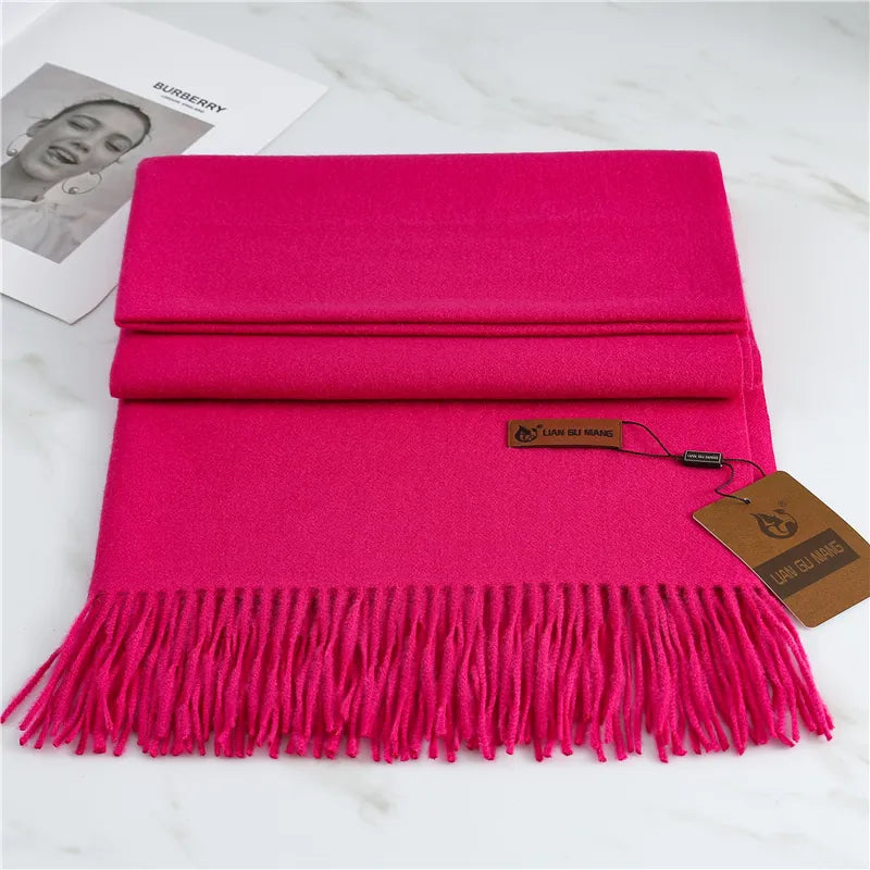 Lusia Cashmere Tørklæde med Frynser – Luksuriøs og Alsidig Mørk rosa Bonusvis