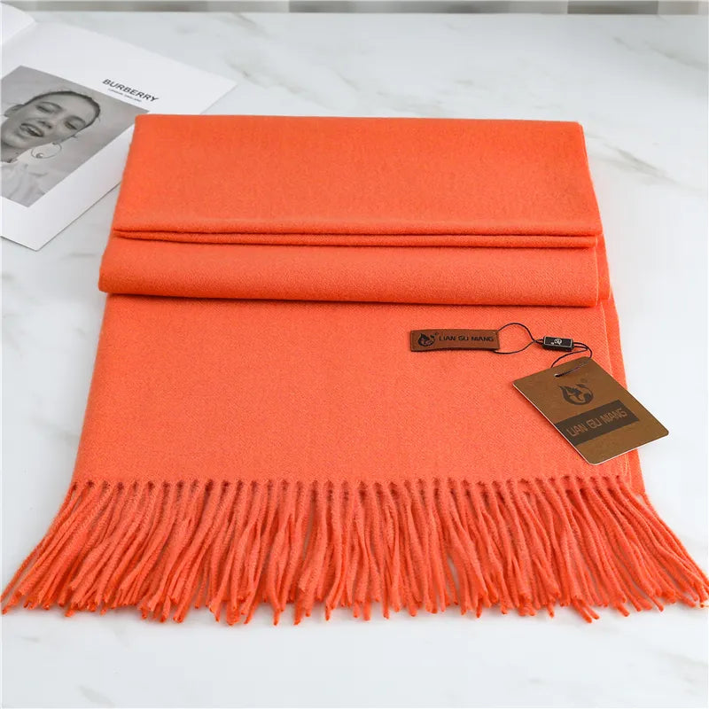 Lusia Cashmere Tørklæde med Frynser – Luksuriøs og Alsidig Orange Bonusvis