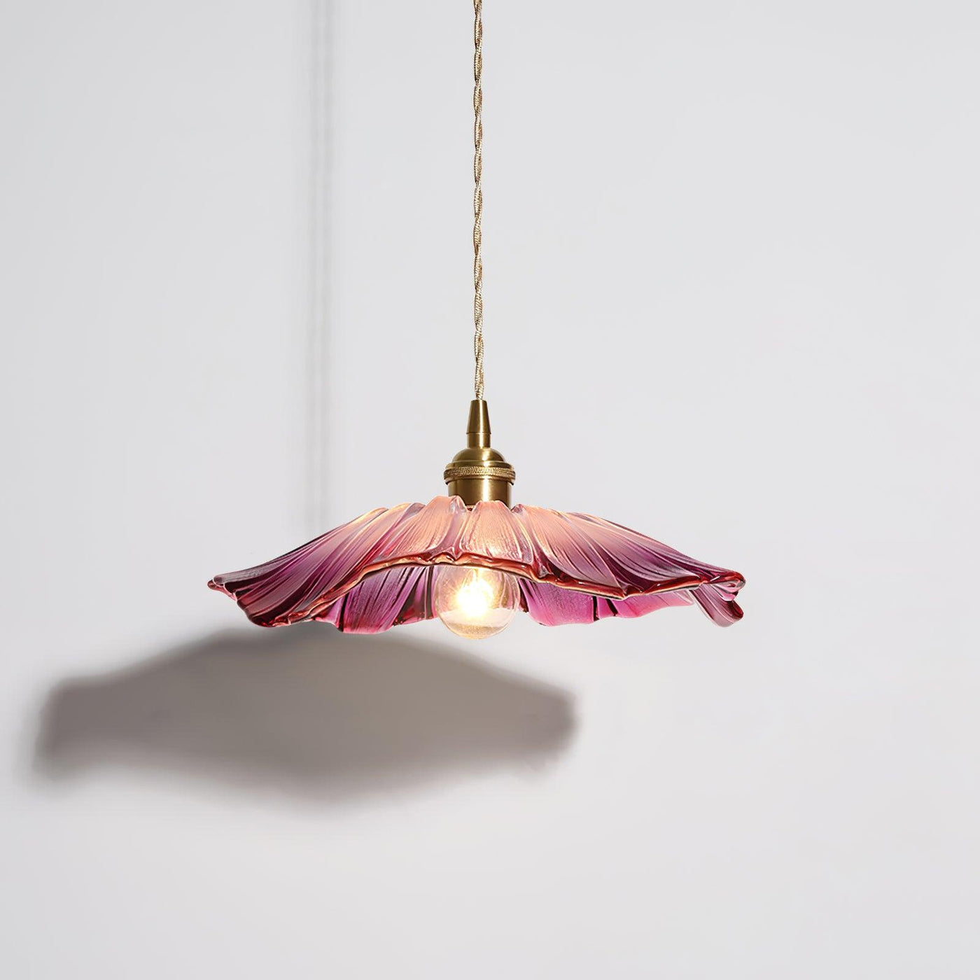 LumiFlora - Elegant pendellampe i glas med retro charme Lyserød Bonusvis
