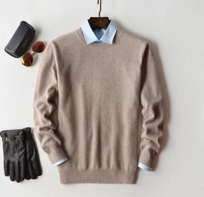 Cachemire Pullover til Mænd – Luksus og Komfort til Alle Anledninger Beige - Rund hals Bonusvis