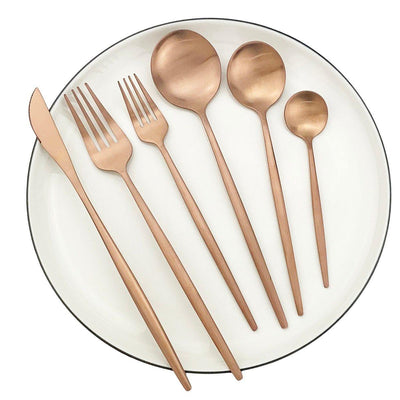 Minimalistisk Bestiksæt – 36 Delig Stålbestik til Hjemmet og Specielle Anledninger 36stk Rosé Bonusvis