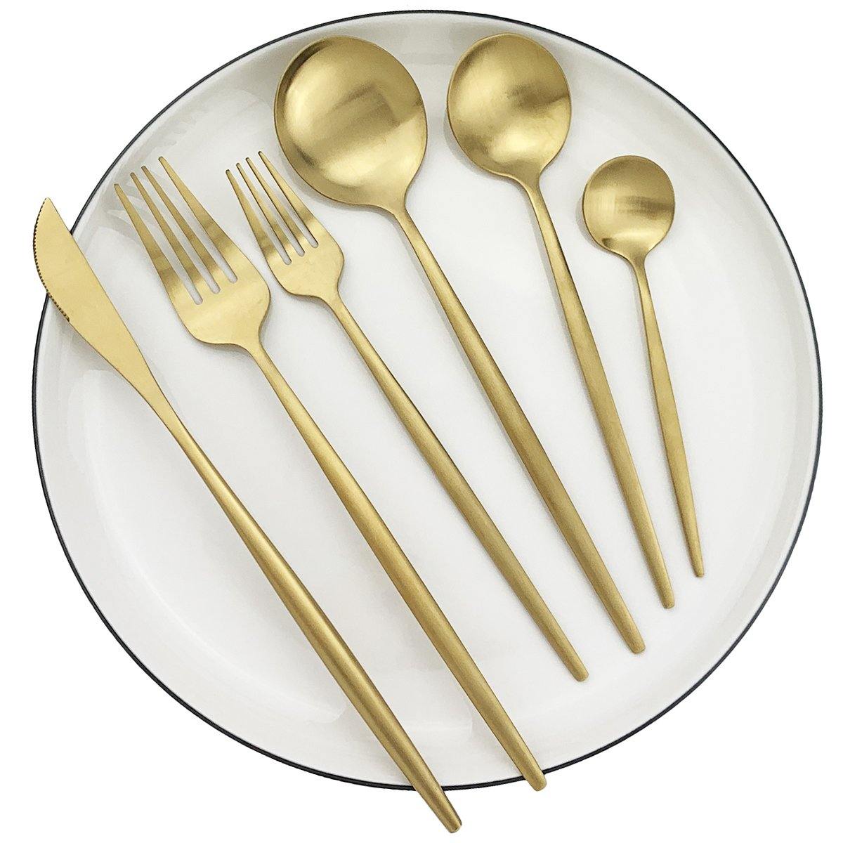 Minimalistisk Bestiksæt – 36 Delig Stålbestik til Hjemmet og Specielle Anledninger 36stk Guld Bonusvis