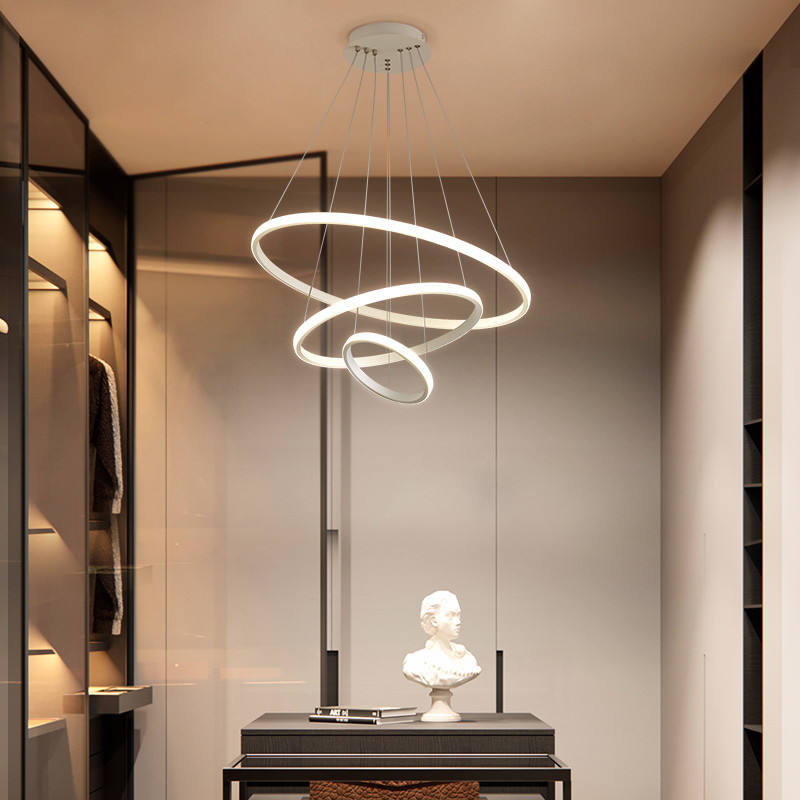 LumiRing - Moderne loftslampe med justerbar belysning og 3 ringe Hvid 60-40-20CM Bonusvis