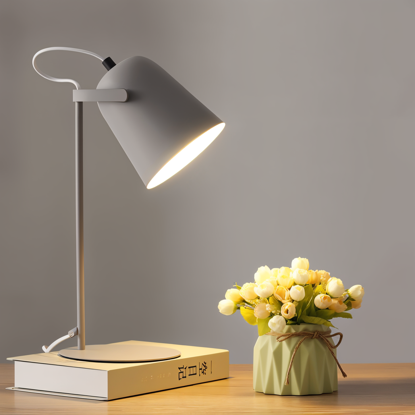 Macaron Bordlampe – Justerbar LED-lampe til Læsning og Arbejde Grå Bonusvis