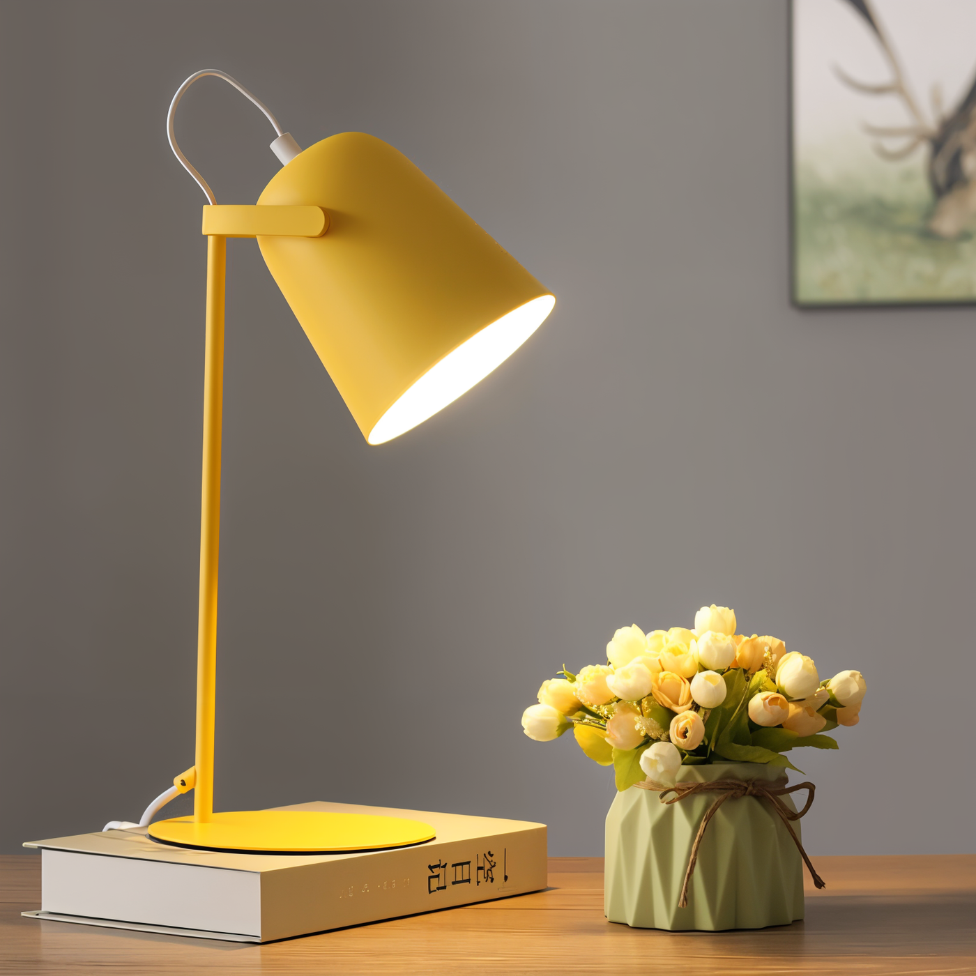 Macaron Bordlampe – Justerbar LED-lampe til Læsning og Arbejde Gul Bonusvis
