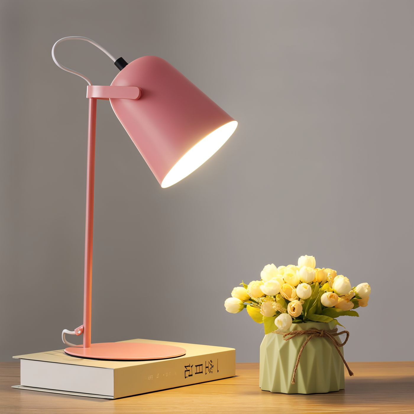 Macaron Bordlampe – Justerbar LED-lampe til Læsning og Arbejde Rosa Bonusvis
