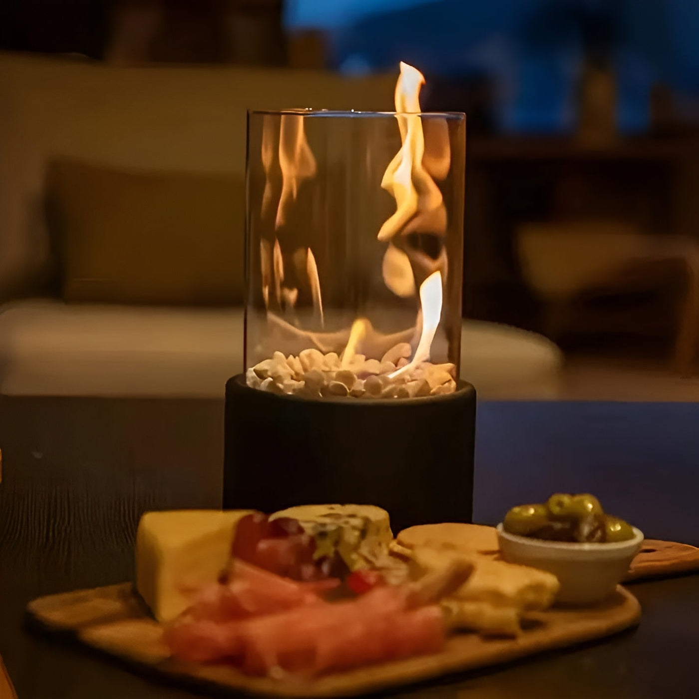 SleekFlame Bordpejs – Moderne og Portabel Design med Bioethanol Brændstof Bonusvis