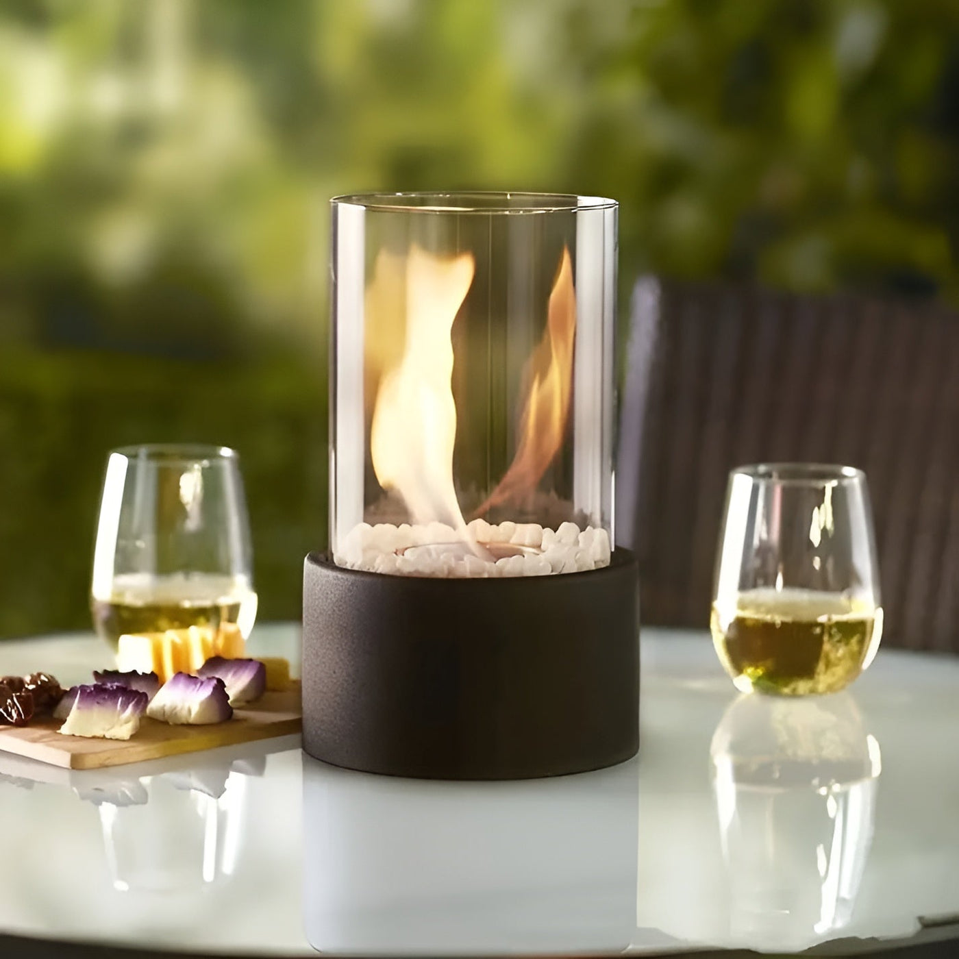 SleekFlame Bordpejs – Moderne og Portabel Design med Bioethanol Brændstof Bonusvis