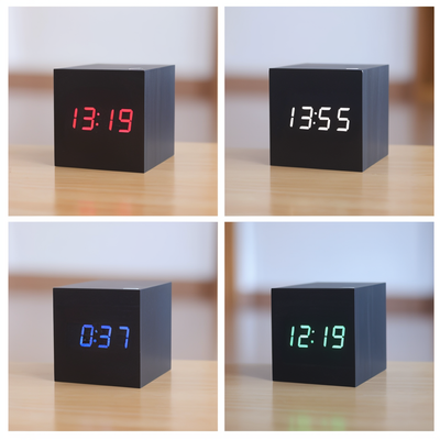 WoodTime | Elegant Digital LED Træur Bonusvis