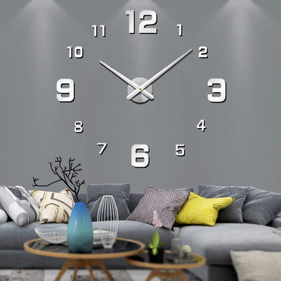 Moderne Vægur i Acrylt – Præcis Quartz Mekanisme og Elegant Design Sølvfarvede tal Bonusvis