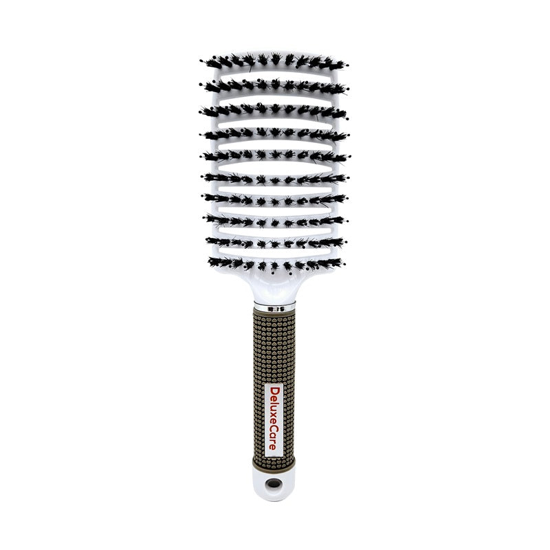 Silkibo Curved Brush Pro – Hårbørste med Vildsvinehår til Sundt, Glansfuldt og Filtret-Frit Hår Hvid Bonusvis