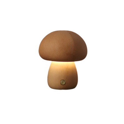 MushLume – Genopladelig Svampebordlampe i Træ Dia 9cm(3.5") x H10.5cm(4.1") Bøg Misterlamp