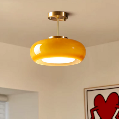 MemoryGlow Hængelampe – Skandinavisk Design i Messing og Glas Brændt terrakotta 28cm Bonusvis