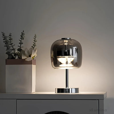 Nordisk Glas Bordlampe – Elegant og Minimalistisk Design med Varm Belysning Bonusvis